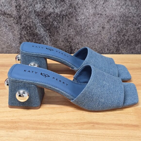 Katy Perry The Gemm Stud Slide Sandal Blue Denim - Picture 4 of 11